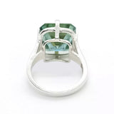 10.10 ct DEW Certified Blue Moissanite Asscher Cut Solitaire Ring Ring 18K Gold Plated