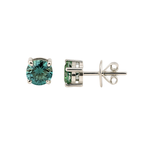 7.00ct DEW Blue Moissanite Round Stud Earrings