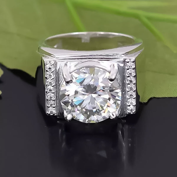 Certified 5.95 ct DEW Round Cut White Moissanite Ring For Mother's Day 18K Gold Plated 18K Gold Plated