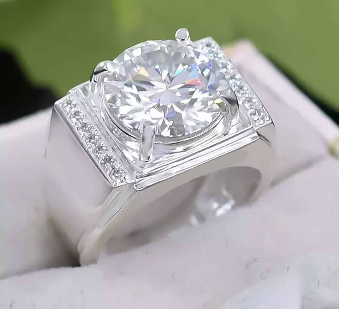 Certified 5.95 ct DEW Round Cut White Moissanite Ring For Mother's Day 18K Gold Plated 18K Gold Plated
