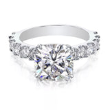Certified 3.50 ct DEW Cushion Cut White Moissanite Solitaire Ring 18K Gold Plated Vermeil