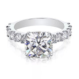 Certified 3.50 ct DEW Cushion Cut White Moissanite Solitaire Ring 18K Gold Plated Vermeil