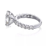 Certified 3.50 ct DEW Cushion Cut White Moissanite Solitaire Ring 18K Gold Plated Vermeil