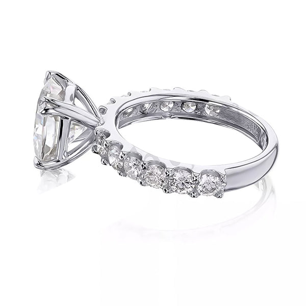 Certified 3.50 ct DEW Cushion Cut White Moissanite Solitaire Ring 18K Gold Plated Vermei 18K Gold Plated
