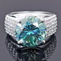 8.55 ct DEW Certified Round Cut Blue Moissanite Solitaire Ring 18K Gold Plated