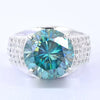 8.55 ct DEW Certified Round Cut Blue Moissanite Solitaire Ring 18K Gold Plated