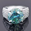 8.55 ct DEW Certified Round Cut Blue Moissanite Solitaire Ring 18K Gold Plated
