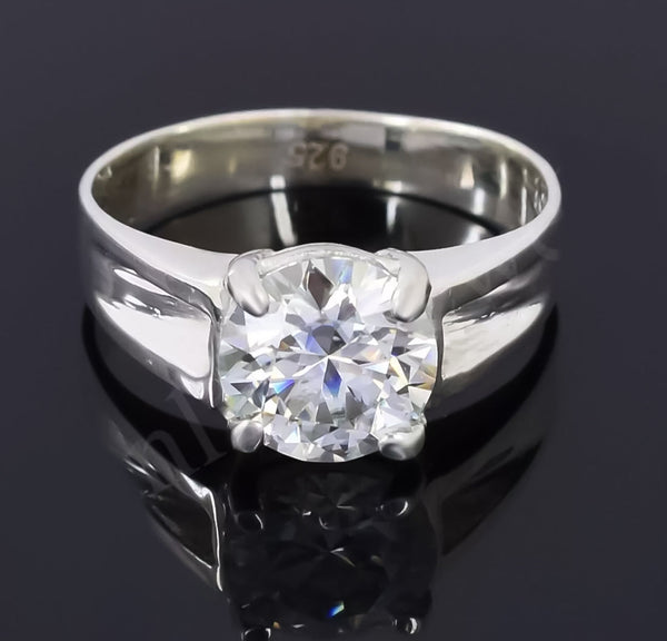 2.50 ct DEW White Round Cut Certified Moissanite Solitaire Ring 18K Gold Plated