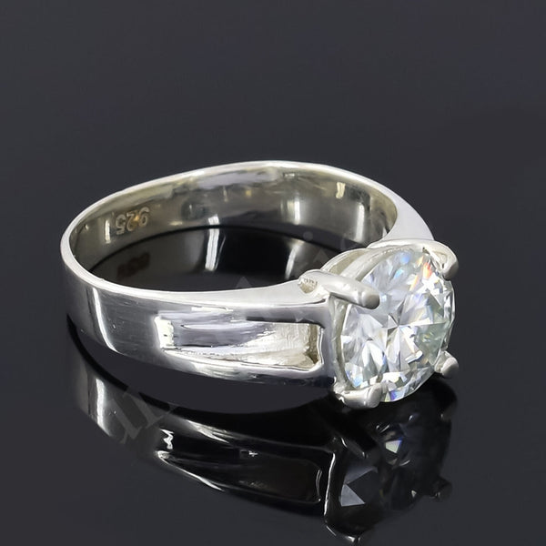 2.50 ct DEW White Round Cut Certified Moissanite Solitaire Ring 18K Gold Plated