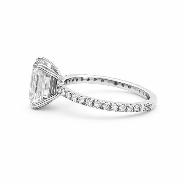 5.20 ct DEW Emerald Cut Certified White Solitaire Moissanite Ring 18K Gold Plated Verme 18K Gold Plated