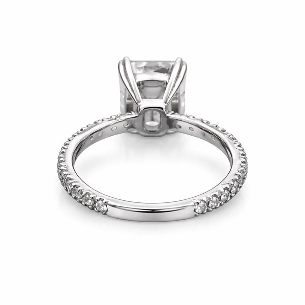 5.20 ct DEW Emerald Cut Certified White Solitaire Moissanite Ring 18K Gold Plated Verme 18K Gold Plated