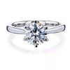 Certified 2 ct DEW Round White Moissanite Solitaire Ring, Double Prongs 18K Gold Plated