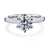 Certified 2 ct DEW Round White Moissanite Solitaire Ring, Double Prongs 18K Gold Plated