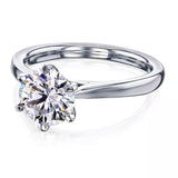 Certified 2 ct DEW Round White Moissanite Solitaire Ring, Double Prongs 18K Gold Plated