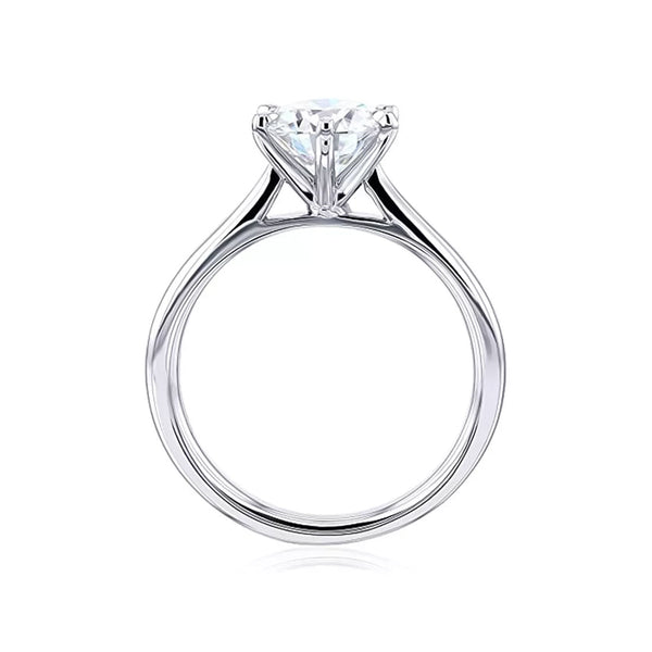 Certified 2 ct DEW Round White Moissanite Solitaire Ring, Double Prongs 18K Gold Plated