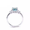 3.2ct DEW Blue Moissanite Cushion Solitaire Ring