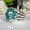 11.75 ct DEW Certified Round Cut Blue Moissanite Solitaire Ring 18K Gold Plated