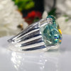 11.75 ct DEW Certified Round Cut Blue Moissanite Solitaire Ring 18K Gold Plated
