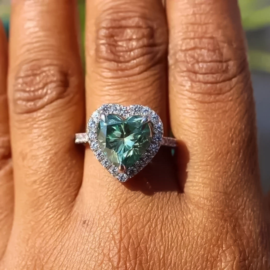 11.20 ct DEW Certified Heart Cut Blue Moissanite Engagement Ring 18K Gold Plated Vermei 18K Gold Plated