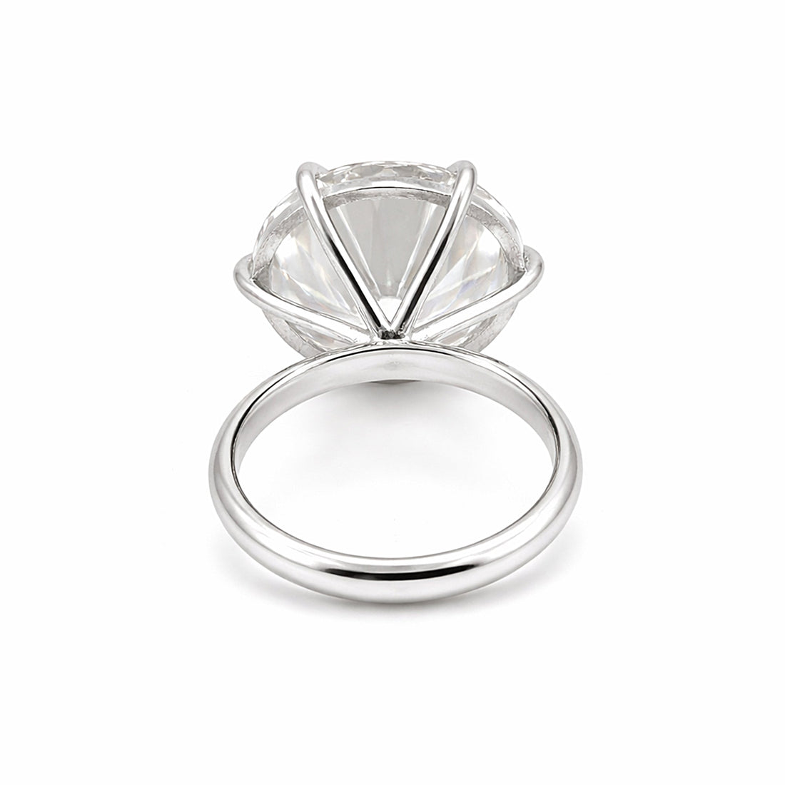 27.0ct DEW White Moissanite Round Solitaire Ring