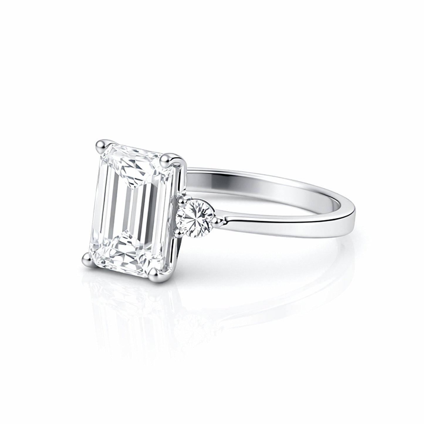 5.7ct DEW White Moissanite Emerald Solitaire Ring