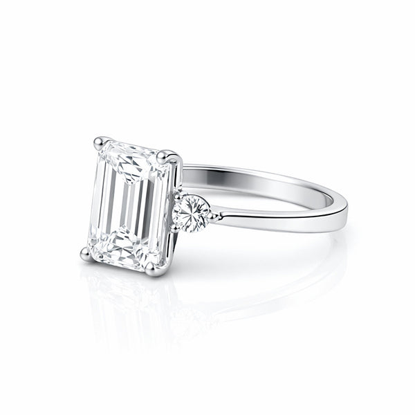 5.7ct DEW White Moissanite Emerald Solitaire Ring