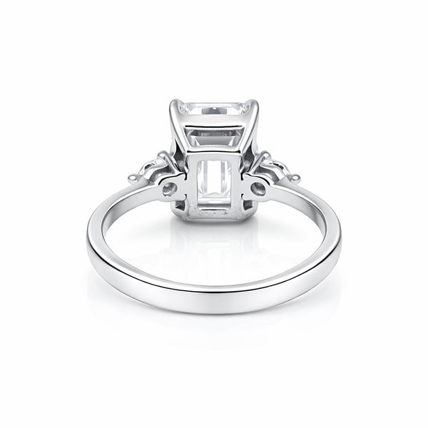 5.7ct DEW White Moissanite Emerald Solitaire Ring