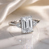 5.7ct DEW White Moissanite Emerald Solitaire Ring