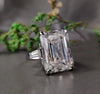5.90 ct DEW Emerald Cut Certified White Solitaire Moissanite Ring For Mother 18K Gold P 18K Gold Plated