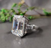 5.90 ct DEW Emerald Cut Certified White Solitaire Moissanite Ring For Mother 18K Gold P 18K Gold Plated