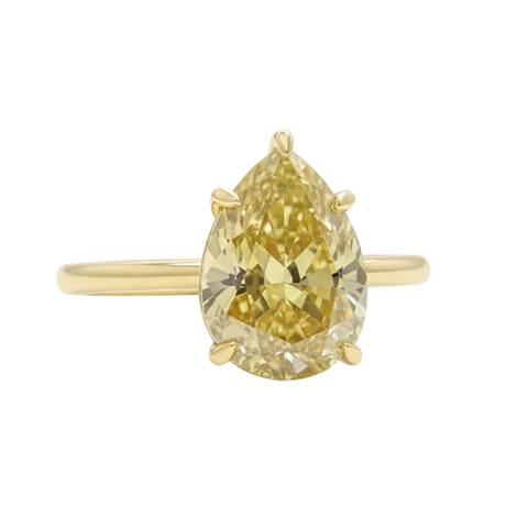 9.30 ct DEW Champagne Treated Moissanite Solitaire Ring in – RARE Find 18K Gold Plated 18K Gold Plated