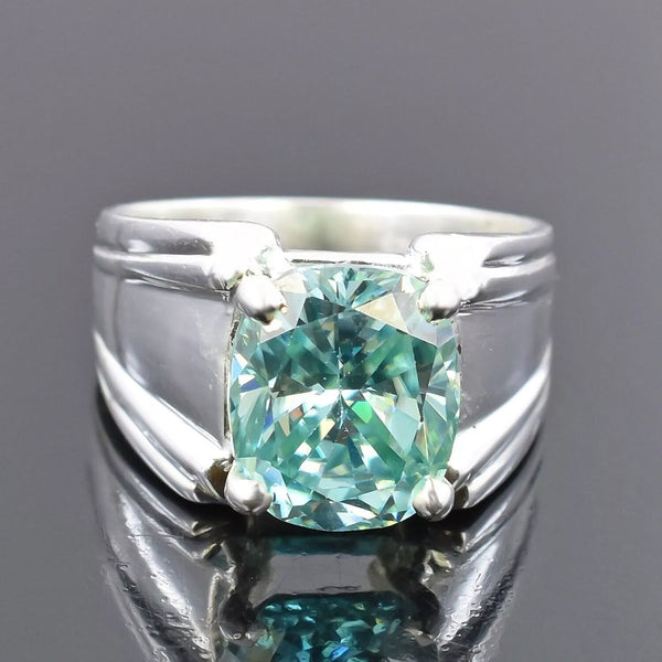 8.30 ct DEW Certified Cushion Cut Blue Moissanite Solitaire Ring In 18K Gold Plated Ver 18K Gold Plated