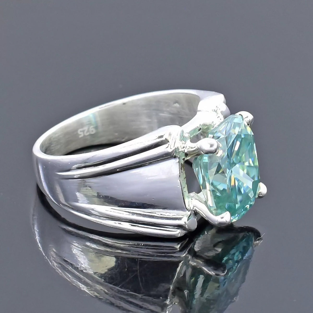 8.30 ct DEW Certified Cushion Cut Blue Moissanite Solitaire Ring In 18K Gold Plated Ver 18K Gold Plated
