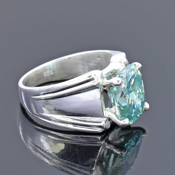 8.30 ct DEW Certified Cushion Cut Blue Moissanite Solitaire Ring In 18K Gold Plated Ver 18K Gold Plated