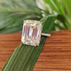 18.65 ct DEW Emerald Cut Certified White Moissanite Ring For Mother's Day 18K Gold Plat 18K Gold Plated