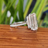 18.65 ct DEW Emerald Cut Certified White Moissanite Ring For Mother's Day 18K Gold Plat 18K Gold Plated