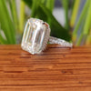 18.65 ct DEW Emerald Cut Certified White Moissanite Ring For Mother's Day 18K Gold Plat 18K Gold Plated