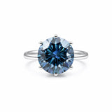 Certified 2.75 ct DEW Blue Moissanite Ring Round Cut In For Sister 18K Gold Plated Vermeil