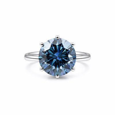 Certified 2.75 ct DEW Blue Moissanite Ring Round Cut In For Sister 18K Gold Plated Vermeil