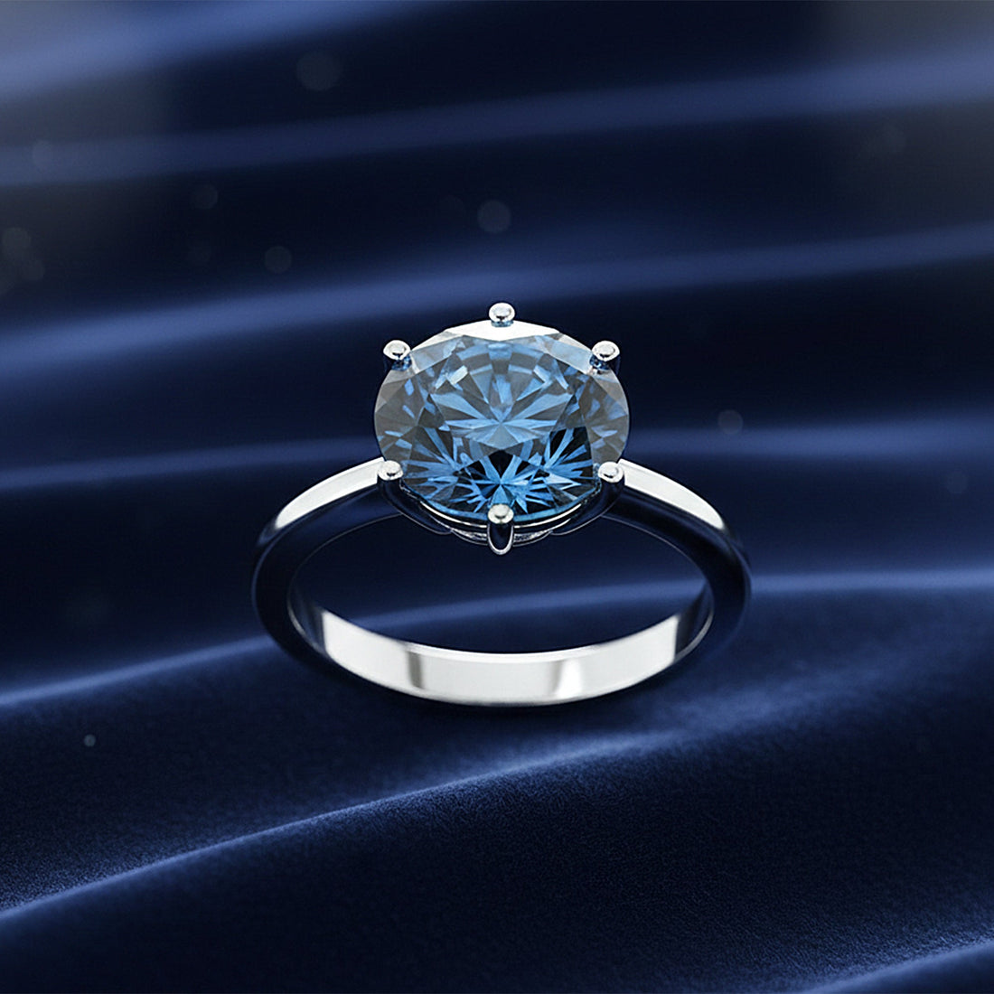 Certified 2.75 ct DEW Blue Moissanite Ring Round Cut In For Sister 18K Gold Plated Vermeil