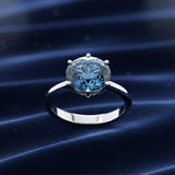 Certified 2.75 ct DEW Blue Moissanite Ring Round Cut In For Sister 18K Gold Plated Vermeil