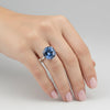 3.45 Ct Round Cut Blue Lab Grown Diamond Ring — VS1 Clarity, 18k Gold Vermeil