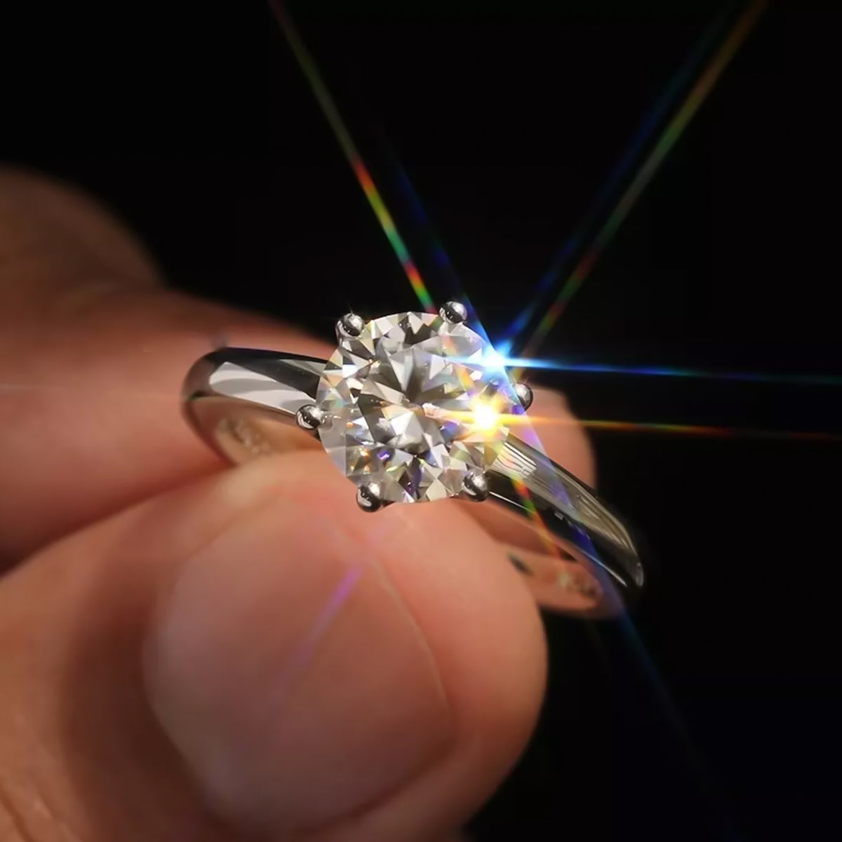 2.80 ct DEW Certified Round Cut White Moissanite Solitaire Ring For Wife 18K Gold Plate 18K Gold Plated