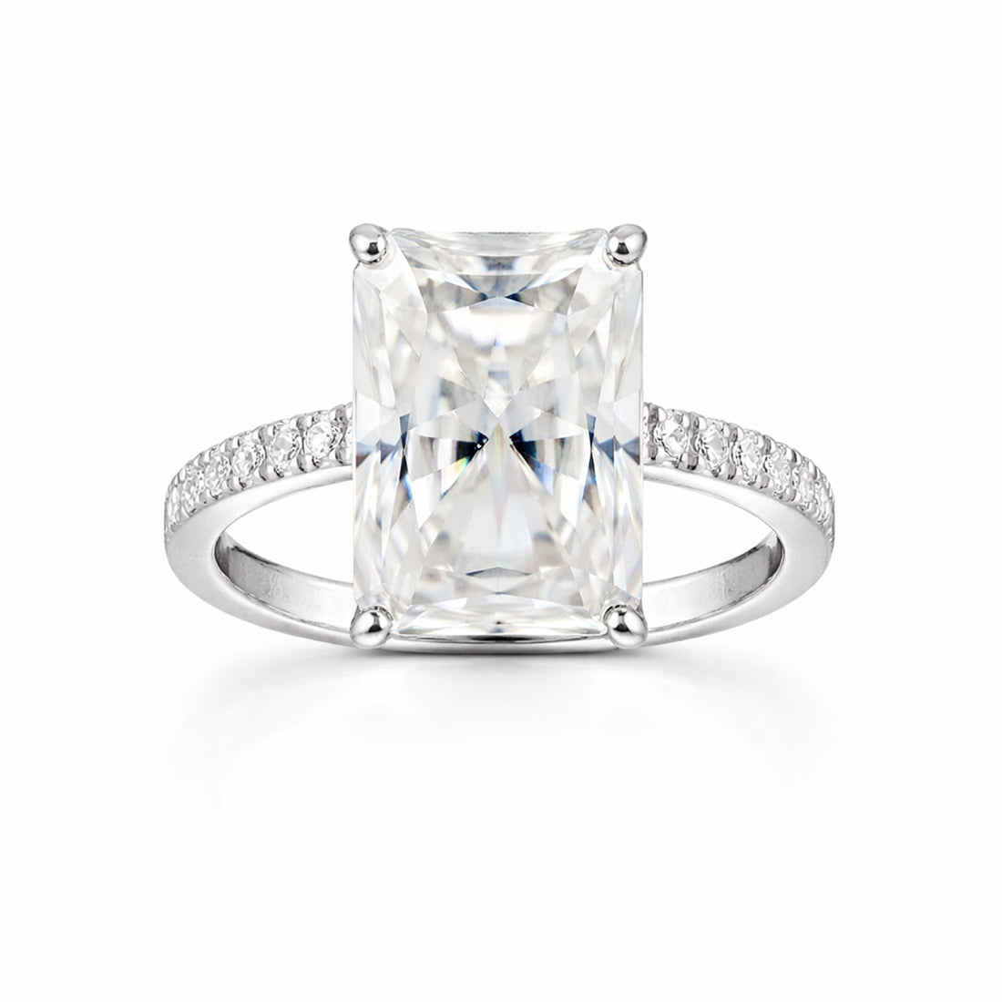 18.10 ct DEW Certified Radiant Cut Moissanite Ring For Birthday Gift Idea 18K Gold Plated