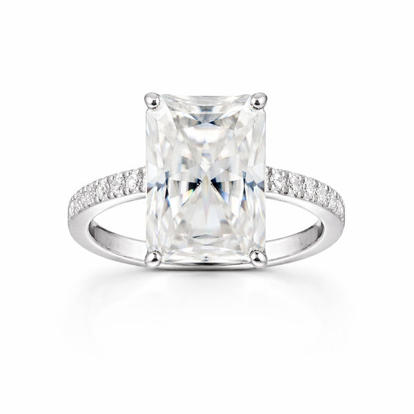 18.10 ct DEW Certified Radiant Cut Moissanite Ring For Birthday Gift Idea 18K Gold Plat 18K Gold Plated