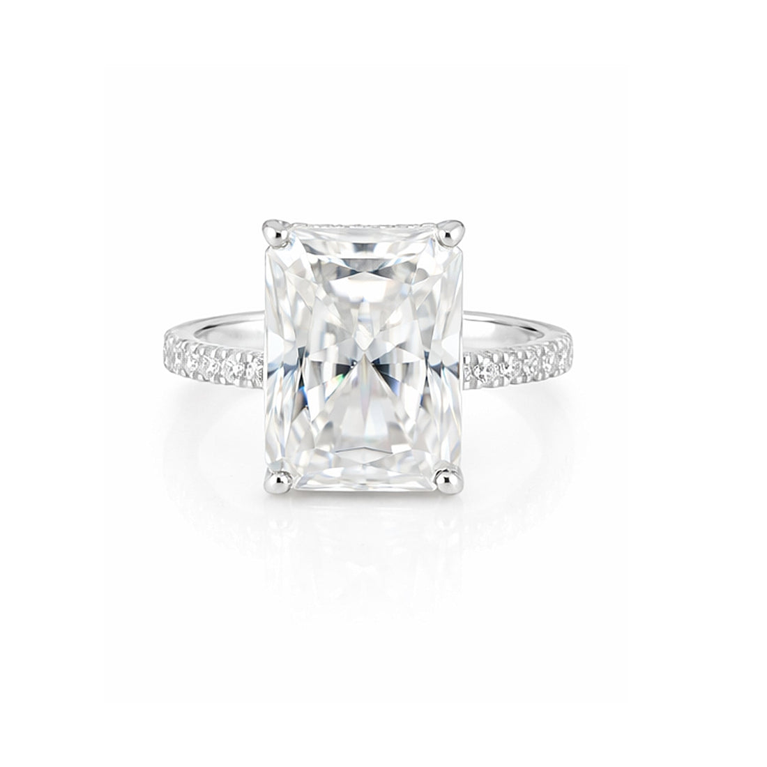 18.10 ct DEW Certified Radiant Cut Moissanite Ring For Birthday Gift Idea 18K Gold Plated