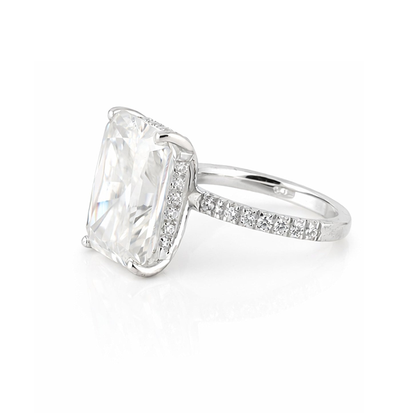 18.10 ct DEW Certified Radiant Cut Moissanite Ring For Birthday Gift Idea 18K Gold Plat 18K Gold Plated