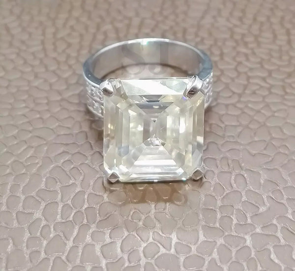 12.65 ct DEW Certified Emerald Cut Moissanite Solitaire Ring in For New Year 18K Gold P 18K Gold Plated