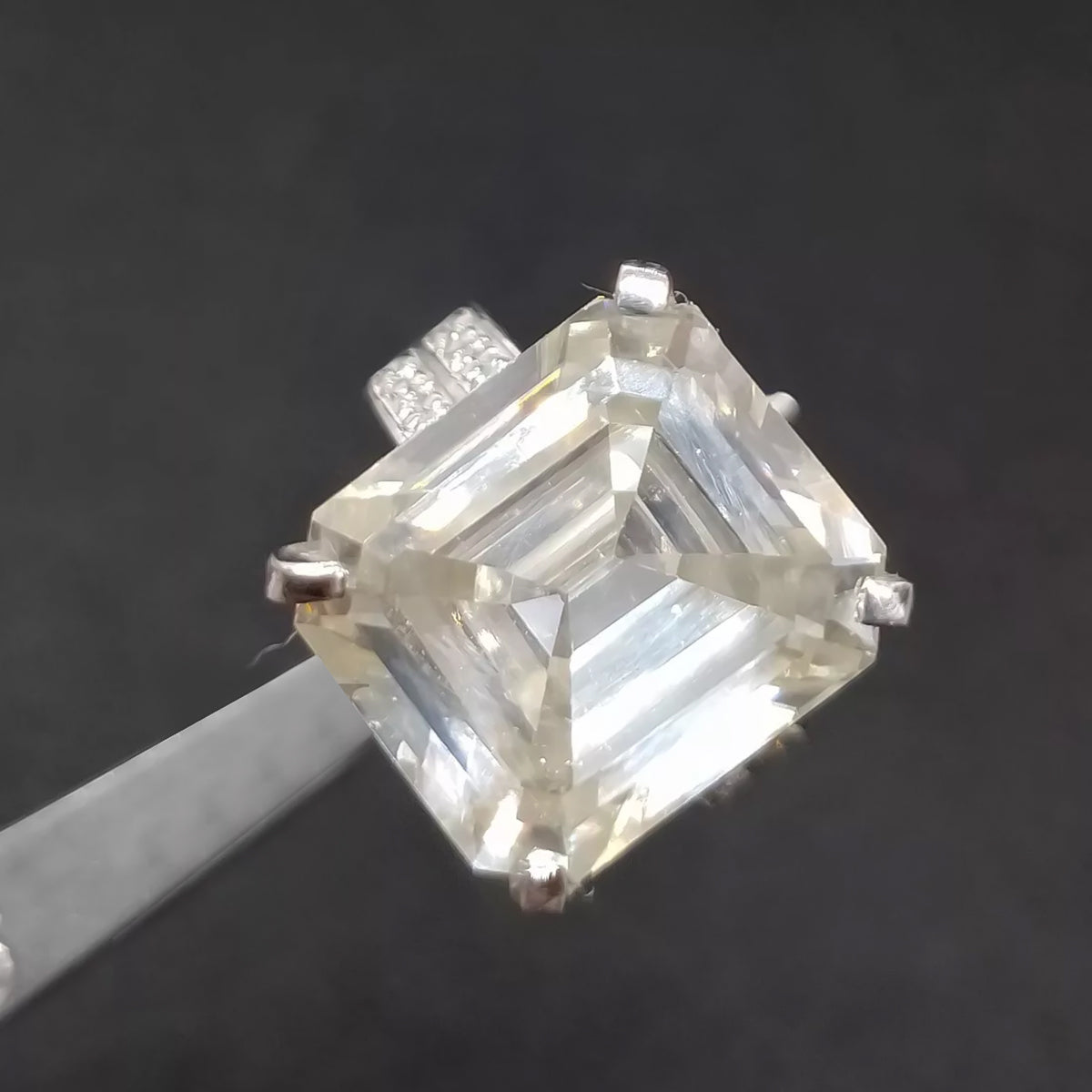 12.65 ct DEW Certified Emerald Cut Moissanite Solitaire Ring in For New Year 18K Gold P 18K Gold Plated
