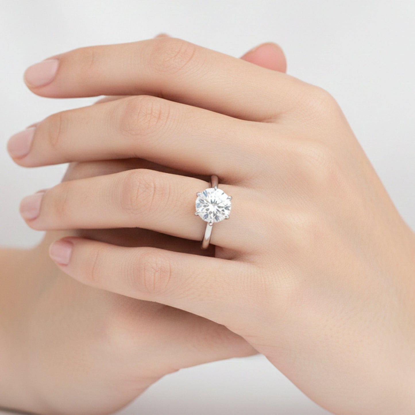 5.2ct DEW White Moissanite Round Solitaire Ring